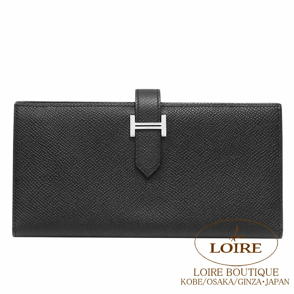 エルメス ベアン スフレ クロ エプソン シルバー金具 HERMES Bearn Soufflet NOIR(89) Epsom Silver