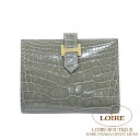 エルメス ベアン コンパクト グリシマン クロコダイル アリゲーター ゴールド金具 HERMES Bearn Compact GRIS CIMENT(0V)Crocodile Alligator Gold(4)