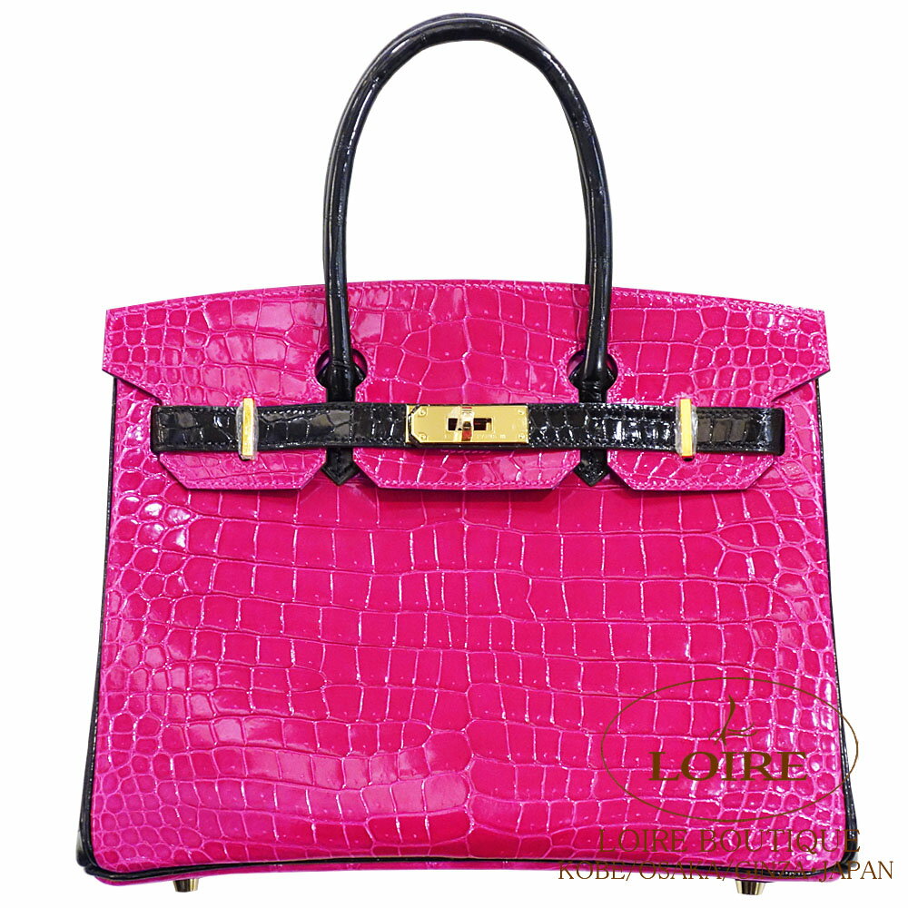 エルメス バーキン 30 パーソナル ローズシェヘラザード×クロ クロコダイル ポロサス ゴールド金具 HERMES Birkin 30 ROSE SHEHERAZADE(J5)/NOIR(89) Crocodile Porosus Gold