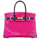 エルメス バーキン 30 パーソナル ローズシェヘラザード×クロ クロコダイル ポロサス ゴールド金具 HERMES Birkin 30 ROSE SHEHERAZADE(J5)/NOIR(89) Crocodile Porosus Gold