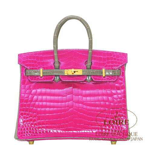 エルメス[HERMES]　バーキン 25cm[Birkin 25cm]　パーソナルオーダークロコダイル ニロティカス　ローズシェヘラザード×グリトゥールトゥレール (トゥルティールグレー) [ROSE SHEHERAZADE(J5)/GRIS TOURTERELLE(81)]　ゴールド金具