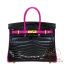 エルメス バーキン 25 パーソナル クロ×ローズシェヘラザード クロコダイル ニロティカス ゴールド金具 HERMES Birkin 25 NOIR(89)/ROSE SHEHERAZADE(J5) Crocodile Niloticus Gold