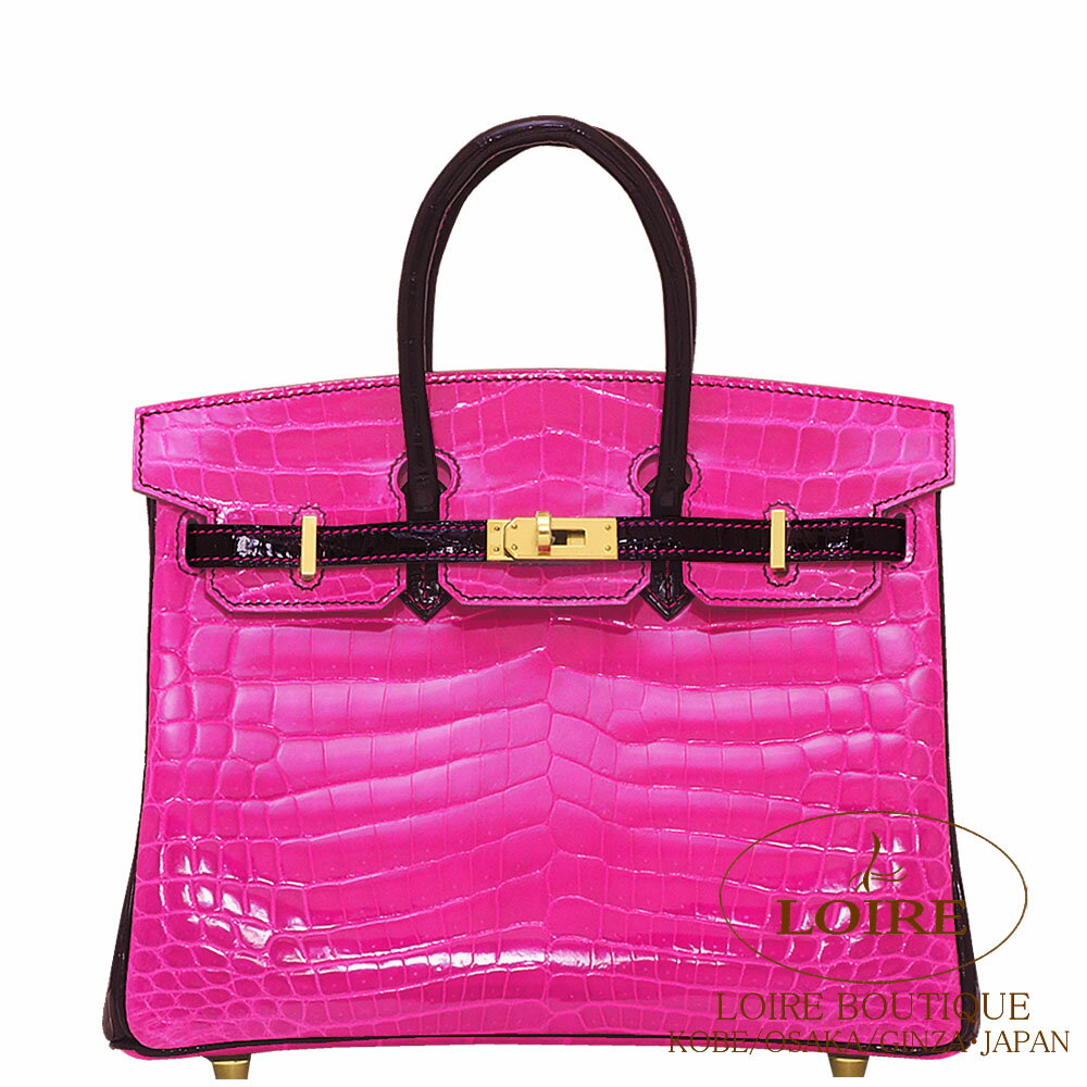 ᥹ С 25 ѡʥ إ饶ɡߥ  ˥ƥ ɶ HERMES Birkin 25 ROSE SHEHERAZADE(J5)/NOIR(89) Crocodile Niloticus Gold