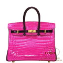 エルメス バーキン 25 パーソナル ローズシェヘラザード クロ クロコダイル ニロティカス ゴールド金具 HERMES Birkin 25 ROSE SHEHERAZADE J5 /NOIR 89 Crocodile Niloticus Gold