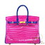 ᥹ С 25 ѡʥ إ饶ɡߥ֥롼쥯ȥå  ˥ƥ ɶ HERMES Birkin 25 ROSE SHEHERAZADE(J5)/BLEU ELECTRIQUE(7T) Crocodile Niloticus Gold