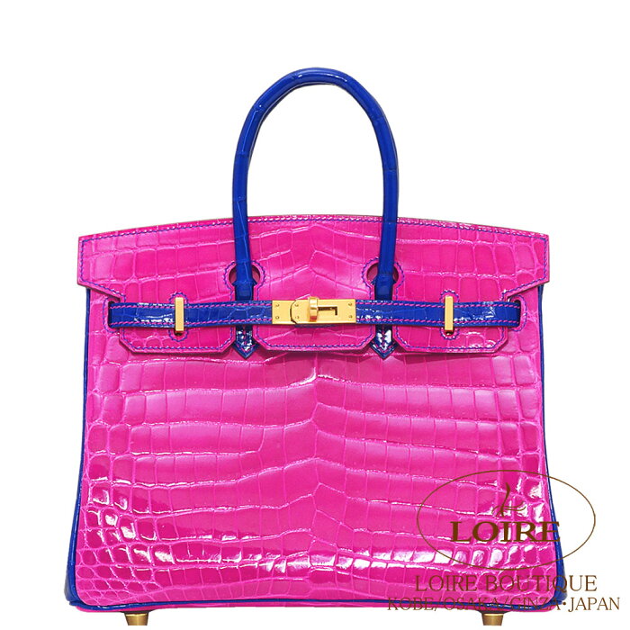 エルメス [HERMES]　バーキン 25cm [Birkin 25cm]　パーソナルオーダー　クロコダイル ニロティカス　ローズシェヘラザード×ブルーエレクトリック　[ROSE SHEHERAZADE(J5)/BLEU ELECTRIQUE(7T)]　ゴールド金具