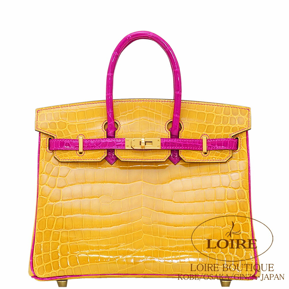 エルメス[HERMES]　バーキン 25cm[Birkin 25cm]　パーソナルオーダークロコダイル ニロティカス　ジョーヌアンブル×ローズシェヘラザード　[JAUNE AMBRE(9D)/ROSE SHEHERAZADE(J5)]　ゴールド金具