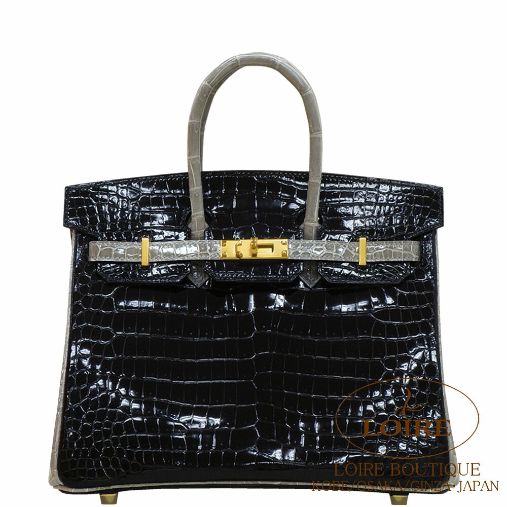 エルメス[HERMES]　バーキン 25cm[Birkin 25cm]　パーソナルオーダーポロサス　クロ×グリトゥールトゥレール (トゥルティールグレー)　[NOIR(89)/GRIS TOURTERELLE(81)]　ゴールド金具