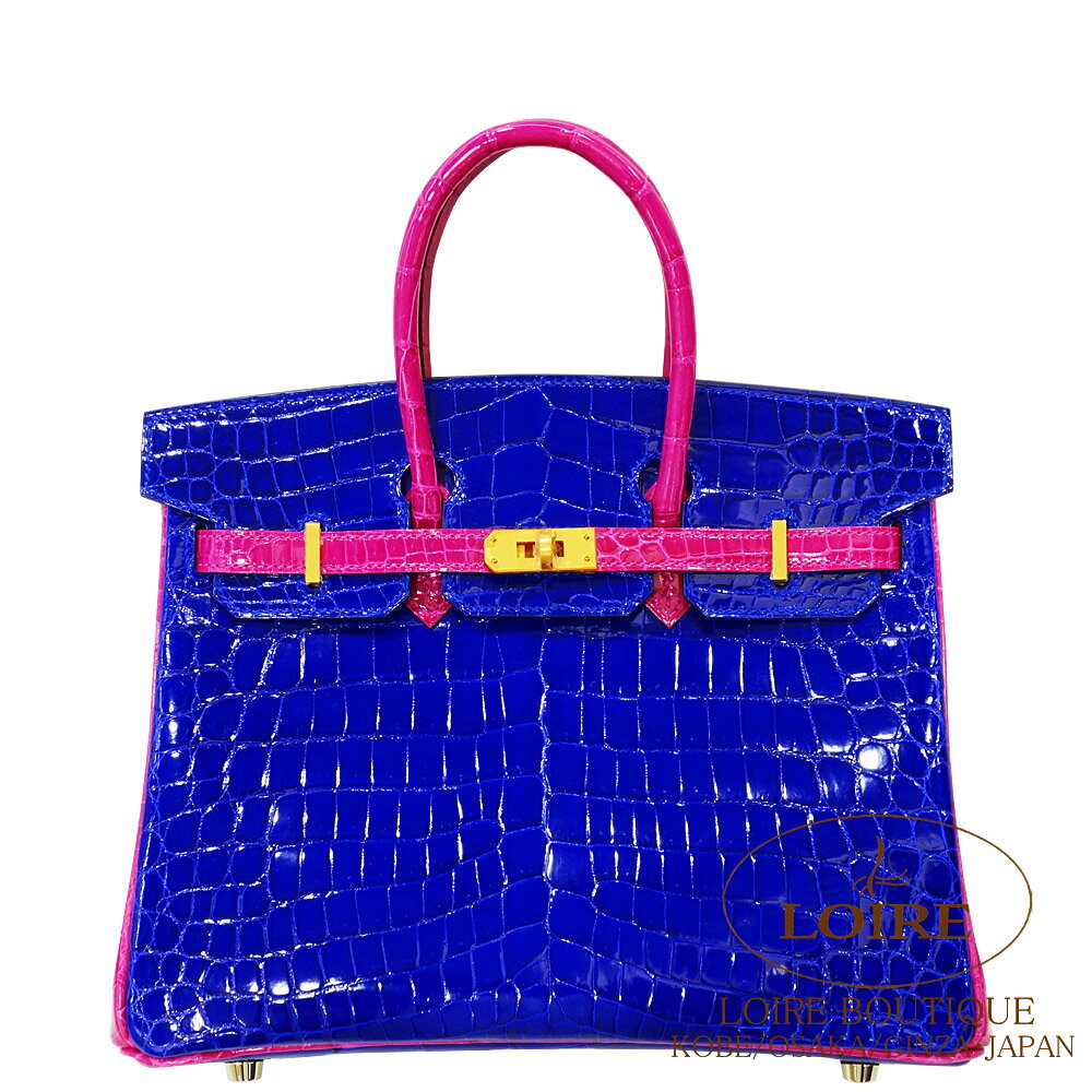 エルメス[HERMES]　バーキン 25cm[Birkin 25cm]　パーソナルオーダークロコダイル ニロティカス　ブルーエレクトリックxローズシェヘラザード[BLEU ELECTRIQUE(7T)/ROSE SHEHERAZADE(J5)]　マットゴールド金具