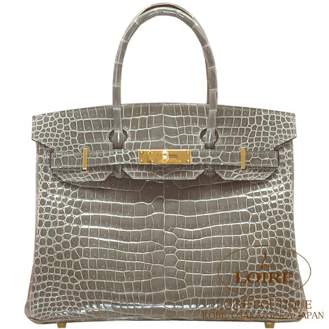 エルメス [HERMES]　バーキン 30cm [Birkin 30cm]　クロコダイル ポロサスグリトゥールトゥレール (トゥルティールグレー)[GRIS TOURTERELLE(81)]　ゴールド金具