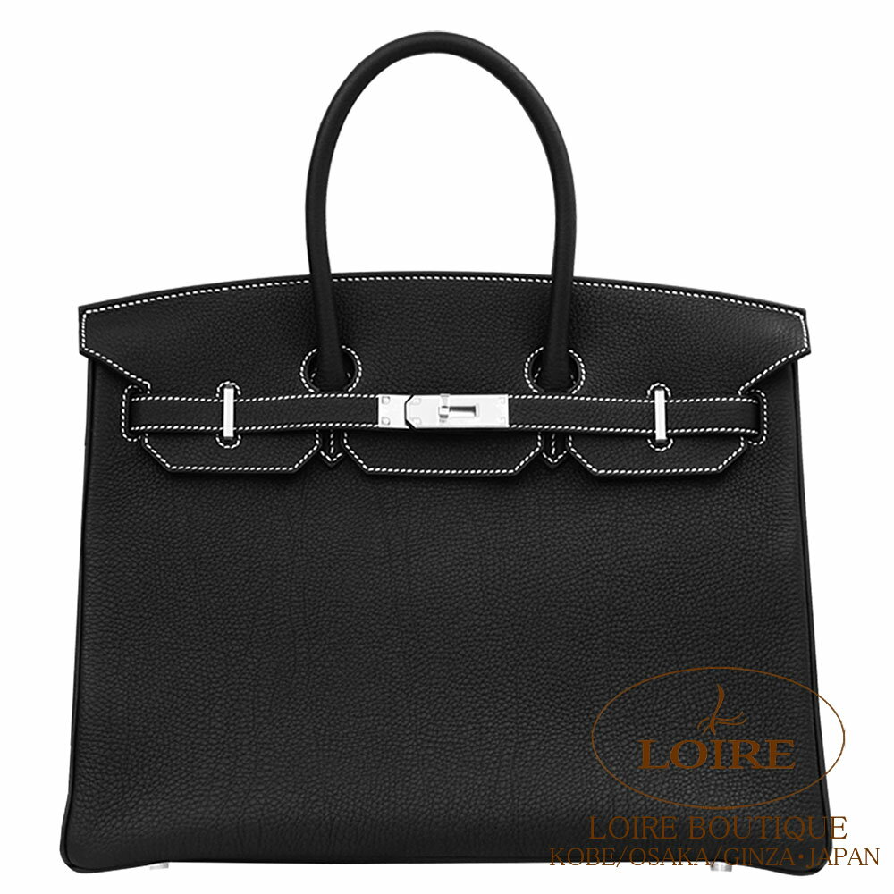 樂天商城 - エルメス バーキン 35 パーソナル クロ(シロステッチ) トゴ シルバー金具 Birkin 35cm Personal Order NOIR(89) Togo Silver