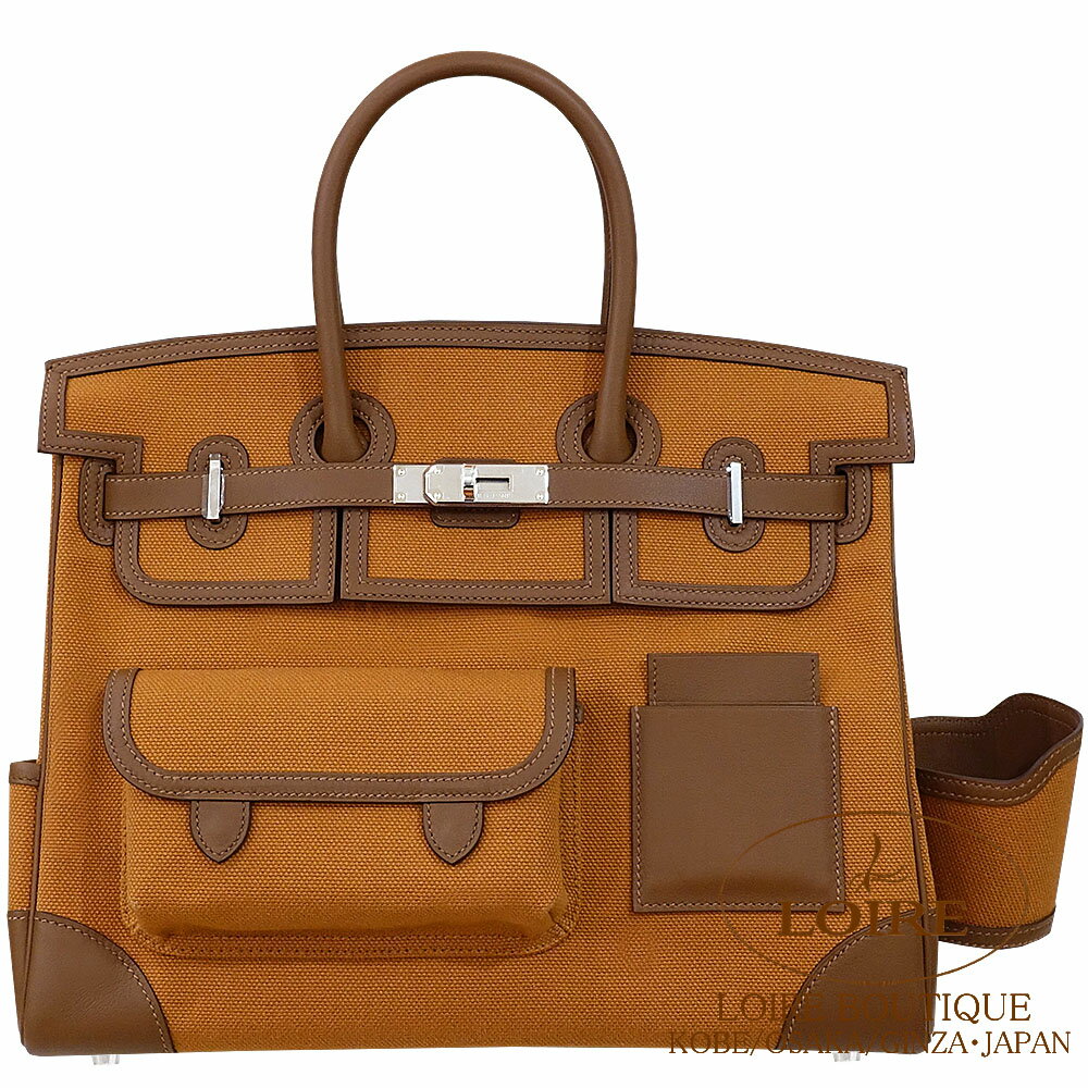 エルメス バーキン カーゴ 35 ゴールド×ブラウン トワルアッシュ×スイフト シルバー金具Birkin Cargo 35cm GOLD(37)/BROWN Toile H/Swift Silverのサムネイル