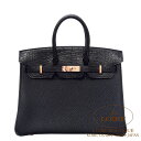 エルメス バーキン 25 タッチ クロ トゴ×クロコダイル アリゲーターマット ローズゴールド金具 HERMES Birkin 25 Touch NOIR(89) Togo/Alligator Matte Rose Gold