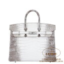 エルメス バーキン 25 ヒマラヤ シロ クロコダイル ニロティカスマット シルバー金具 HERMES Birkin 25 HIMALAYA 01 Crocodile Niloticus Matte Silver