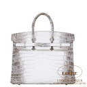 エルメス バーキン 25 ヒマラヤ シロ クロコダイル ニロティカスマット シルバー金具 HERMES Birkin 25 HIMALAYA(01) Crocodile Niloticus Matte Silver