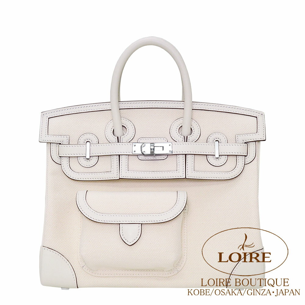 エルメス バーキン カーゴ 25 エクリュ×ナタ トワルゴエラン×スイフト シルバー金具 HERMES Birkin Cargo 25 ECRU(91)/NATA(I2) Toile Goeland/Swift Silverのサムネイル