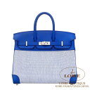 エルメス バーキン 25 ブルーフランス×エクリュ・ブルービルー スイフト×トワルアッシュ シルバー金具 HERMES Birkin 25 BLEU FRANCE(71)/ECRU(91)・BLEU BILL(AJ) Swift/Toile H Silver