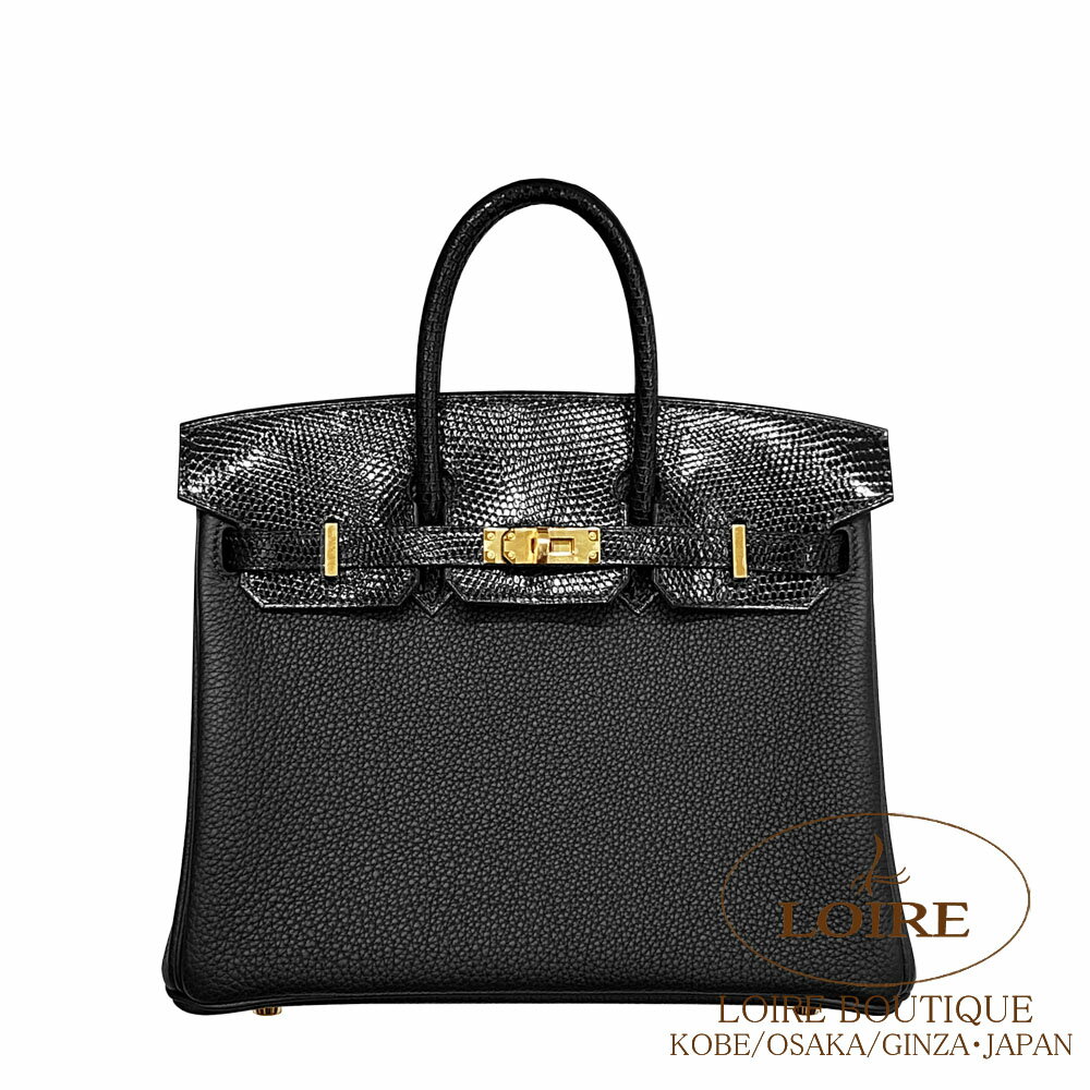 ᥹ С 25 å  ȥߥꥶ ɶ HERMES Birkin 25 Touch NOIR(89) Togo/Lizard Gold