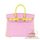 エルメス バーキン 25 パーソナル ピンク ミモザ クロコダイル アリゲーターマット ゴールド金具 HERMES Birkin 25 PINK 5P /MIMOSA M9 Alligator Matte Gold