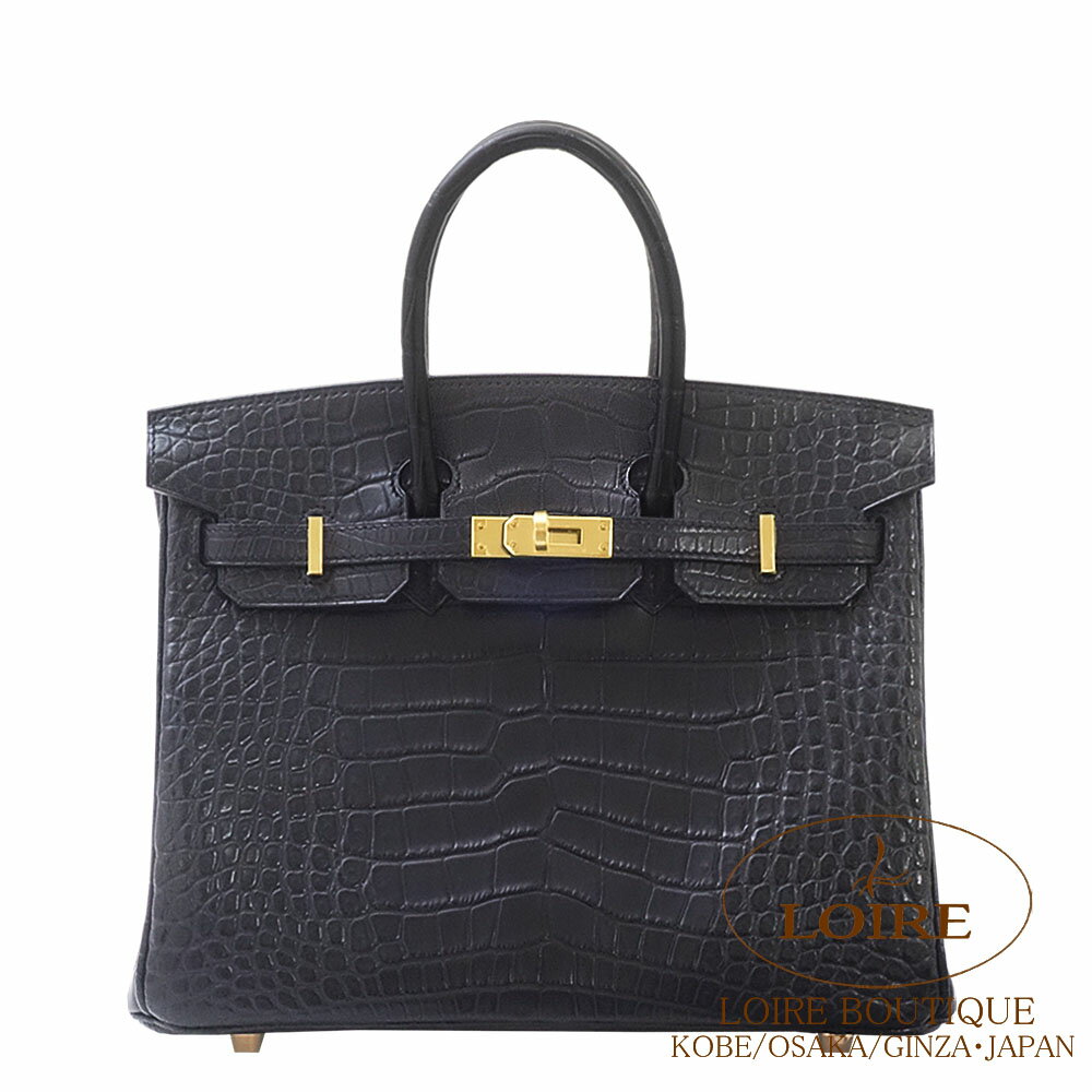 エルメス バーキン 25 クロ クロコダイル アリゲーターマット ゴールド金具 HERMES Birkin 25 NOIR(89) Alligator Matte Gold