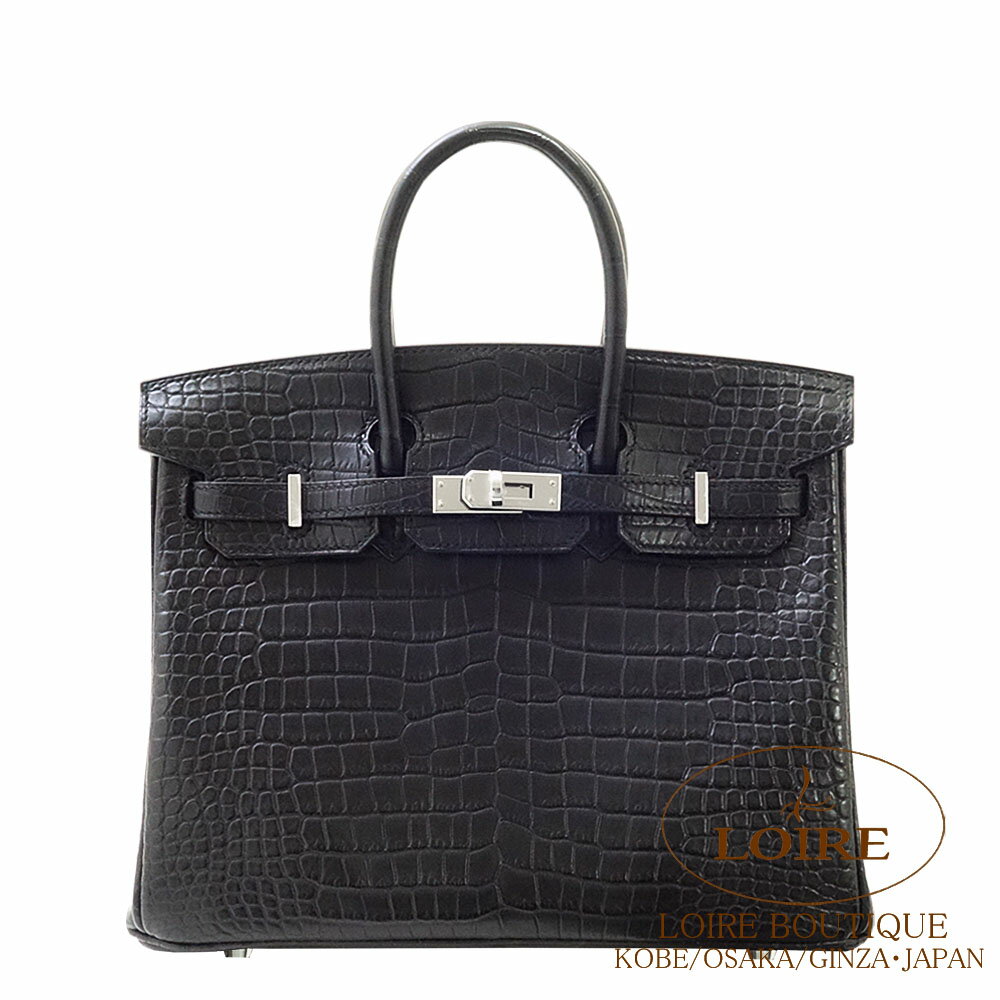 エルメス バーキン 25 クロ クロコダイル ポロサスマット シルバー金具 HERMES Birkin 25 NOIR(89) Por..