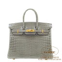 GX o[L 25 NR_C jeBJX OgD[gD[ (gDeB[O[) S[h HERMES Birkin 25 GRIS TOURTERELLE(81) Crocodile Niloticus Gold