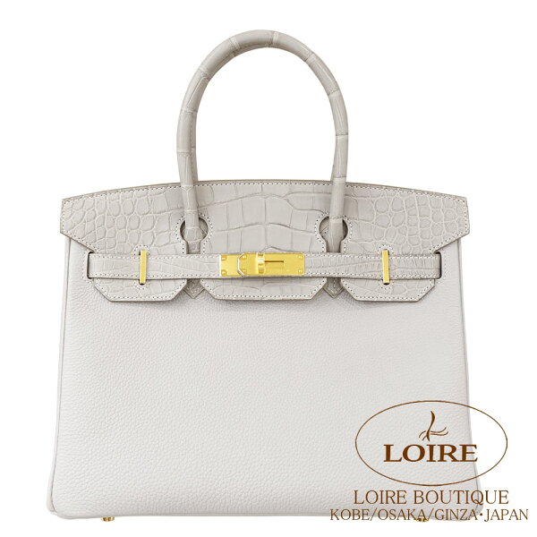 エルメス バーキン 30 タッチ グリペール トゴ×クロコダイル アリゲーターマット ゴールド金具 HERMES Birkin Touch 30 GRIS PERLE(80) Togo/Alligator Matte Gold