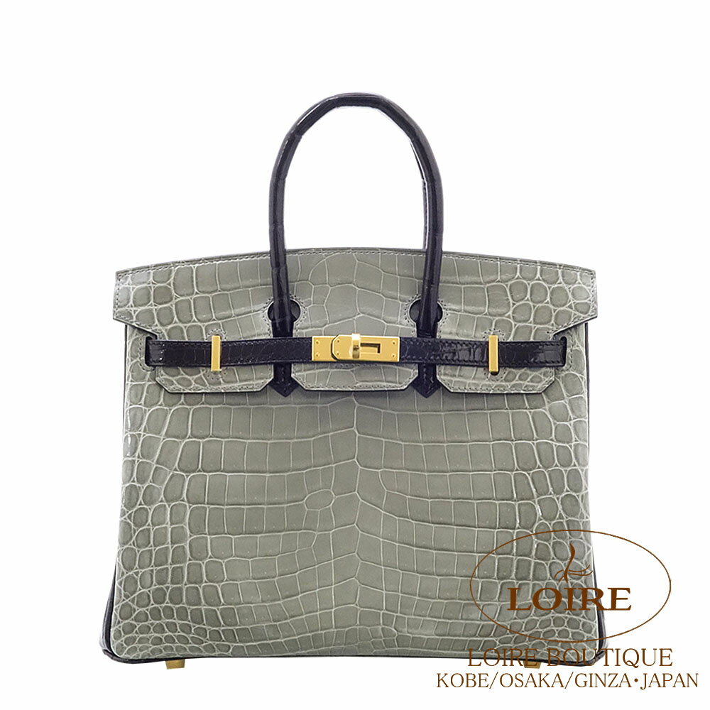 ᥹ С 25 ȥȥ졼 (ȥƥ륰졼)ߥ  ˥ƥ ɶ HERMES Birkin 25 GRIS TOURTERELLE(81)/NOIR(89) Crocodile Niloticus Gold