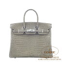 エルメス バーキン 25 グリトゥールトゥレール (トゥルティールグレー) クロコダイル ポロサス シルバー金具 HERMES Birkin 25 GRIS TOURTERELLE(81) Crocodile Porosus Silver