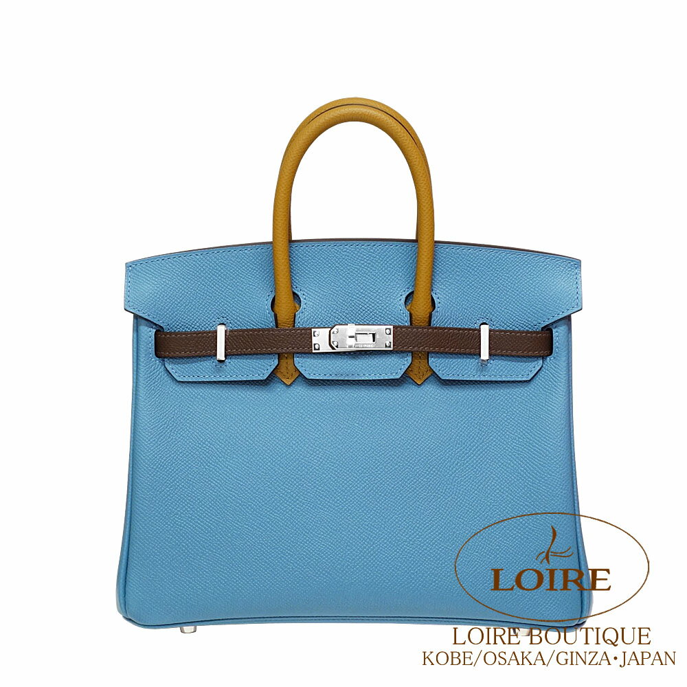 GX o[L 25 gR[ u[W[~GRX~ZT~ Gv\ Vo[ HERMES Birkin 25cm TricoloreBLEU JEAN(75)/ECORCE(4C)/SESAME(2S) Epsom Silver