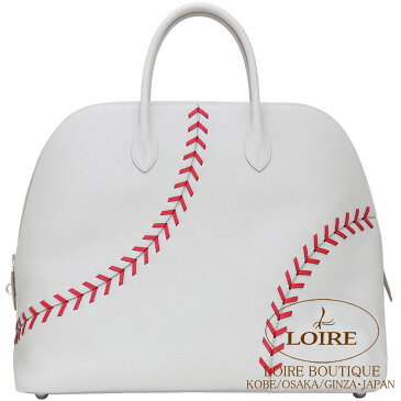 エルメス[HERMES]　ボリード 1923 ベースボール 45cm[Bolide 1923 Baseball 45cm]　 ヴォー・エヴァーカラーグリペール×ルージュカザック [GRIS PERLE(80)/ROUGE CASAQUE(Q5)]シルバー金具