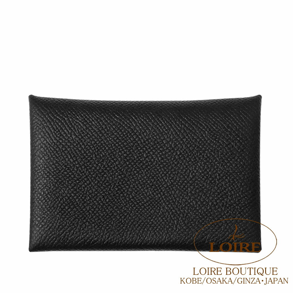 Rakuten - エルメス カルヴィ カードケース クロ エプソン シルバー金具 HERMES Calvi Card Case NOIR(89) Epsom Silver