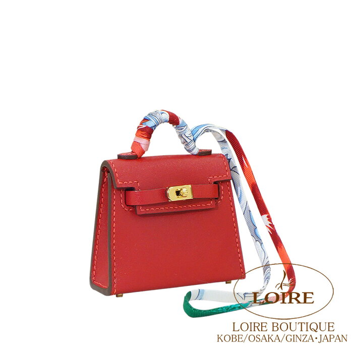 エルメス ケリートゥイリー ルージュヴィフ タデラクト×シルク ゴールド金具 HERMES Kelly Twilly ROUGE VIF(53) Tadelakt/Silk Gold