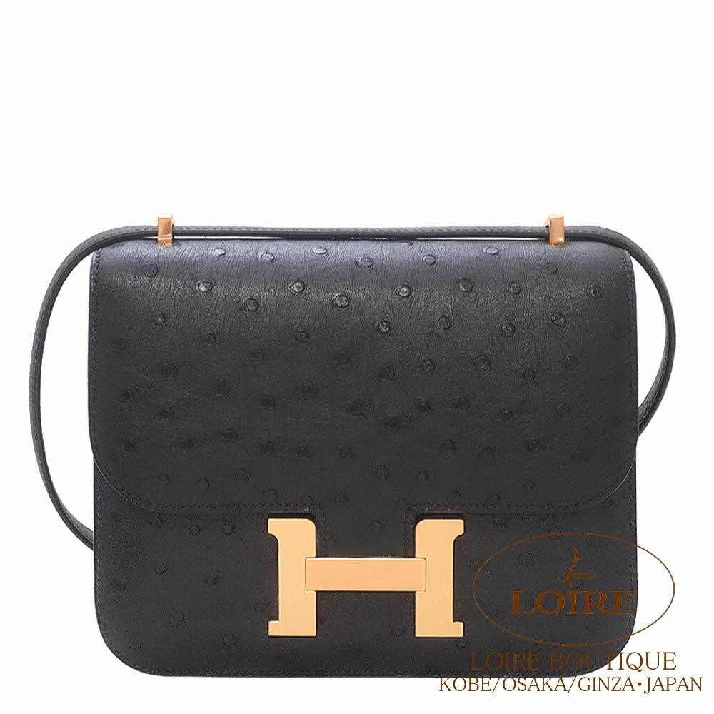 エルメス コンスタンス ミニ クロ オーストリッチ ローズゴールド金具 HERMES Constance Mini NOIR(89) Ostrich Rose Gold