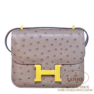 エルメス コンスタンス ミニ ミラー付きグリトゥールトゥレール オーストリッチ ゴールド金具 HERMES Constance Mini GRIS TOURTERELLE(81) Ostrich Gold