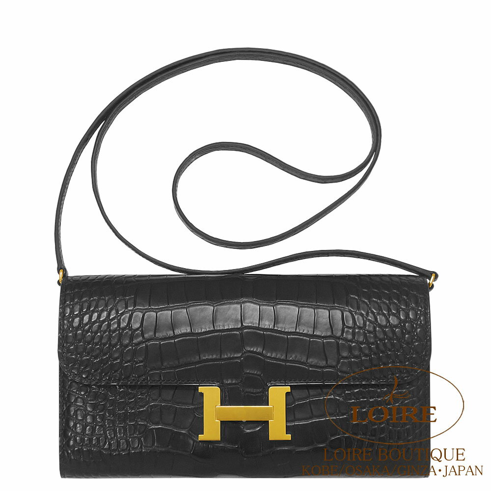 エルメス コンスタンストゥー・ゴー クロ クロコダイル アリゲーターマット ゴールド金具 HERMES Constance To Go NOIR(89) Crocodile Alligator Mat Gold