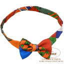 エルメス チョウタイ (レディース) オレンジ×グリーン×ブルー シルク シルバー金具 HERMES Bow tie (Ladies) ORANGE/GREEN...