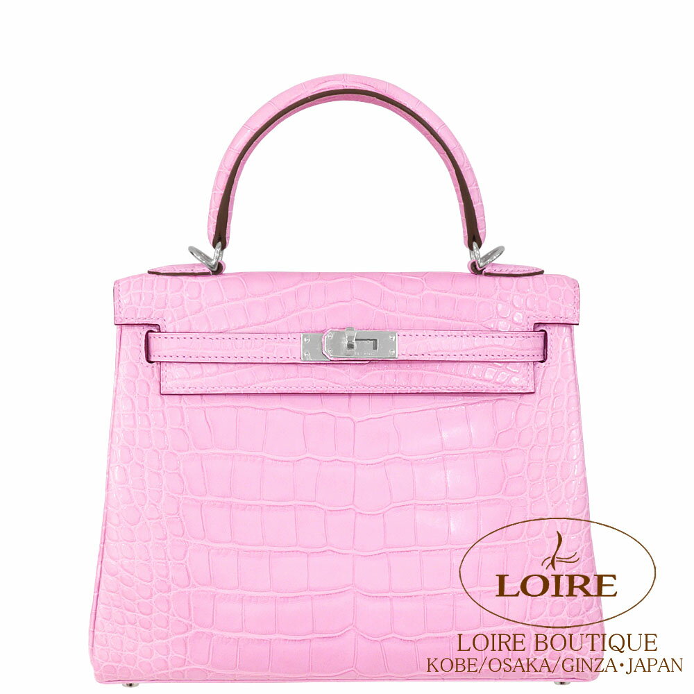 エルメス ケリー 25 内縫 ピンク クロコダイル アリゲーターマット シルバー金具 HERMES Kelly 25 Retourne PINK(5P) Alligator Matte Silverのサムネイル