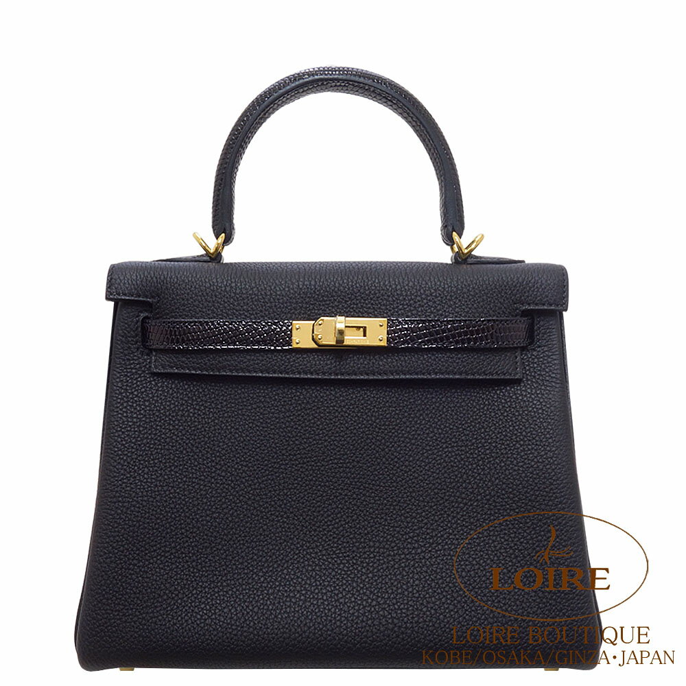 エルメス ケリー タッチ 25 内縫 クロ トゴ×リザード ゴールド金具 HERMES Kelly Touch 25 Retourne NOIR(89)Togo/Lizard Goldのサムネイル