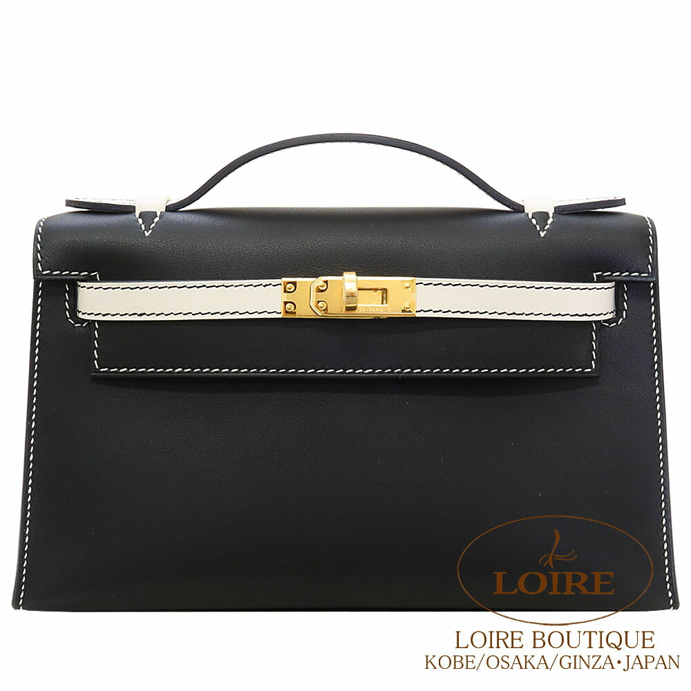 GX |VFbgP[ p[\i N~N XCtg S[h HERMES Pochette Kelly NOIR(89)/CRAIE(10) Swift Gold