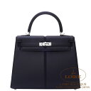 GX P[ 25 pfbh OD N XCtg Vo[ HERMES Kelly 25 Padded Sellier NOIR(89) Swift Silver