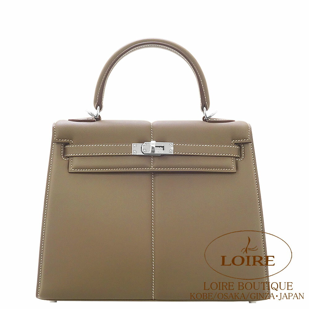 エルメス ケリー 25 パデッド 外縫 エトゥープ スイフト シルバー金具 HERMES Kelly 25 Padded Sellier ETOUPE(18) Swift Silver