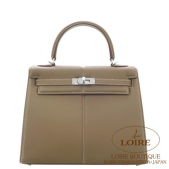 エルメス ケリー 25 パデッド 外縫 エトゥープ スイフト シルバー金具 HERMES Kelly 25 Padded Sellier ETOUPE(18) Swift Silver