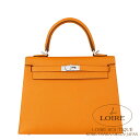 エルメス ケリー 25 外縫 オレンジ エプソン シルバー金具 HERMES Kelly 25 Sellier ORANGE(93) Epsom Silver