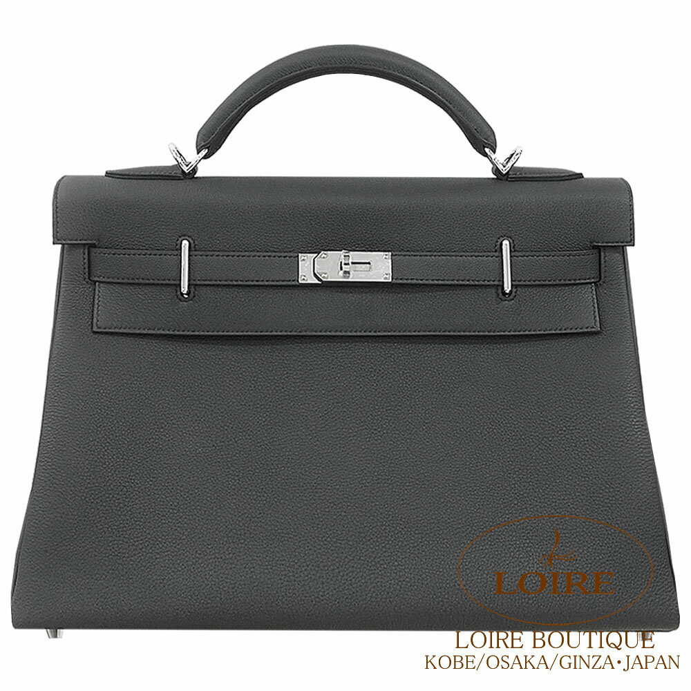 エルメス ケリー 42 内縫 マキシプロン トゴ シルバー金具 HERMES Kelly 42 Retourne Maxi PLOMB(8P) Togo Silver