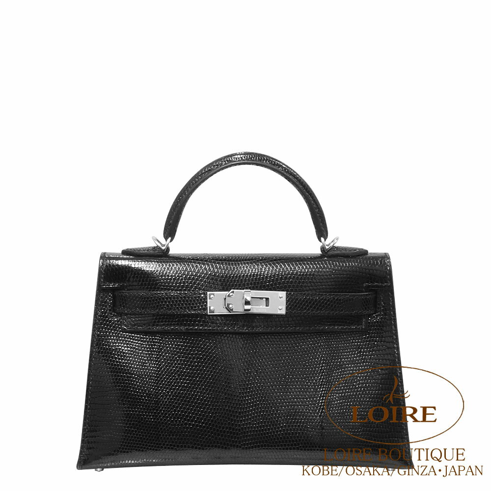 ����᥹ ���꡼�ߥ�2 ���� �ꥶ���� ����С���� HERMES Kelly Mini 2 NOIR(89) Lizard Silver