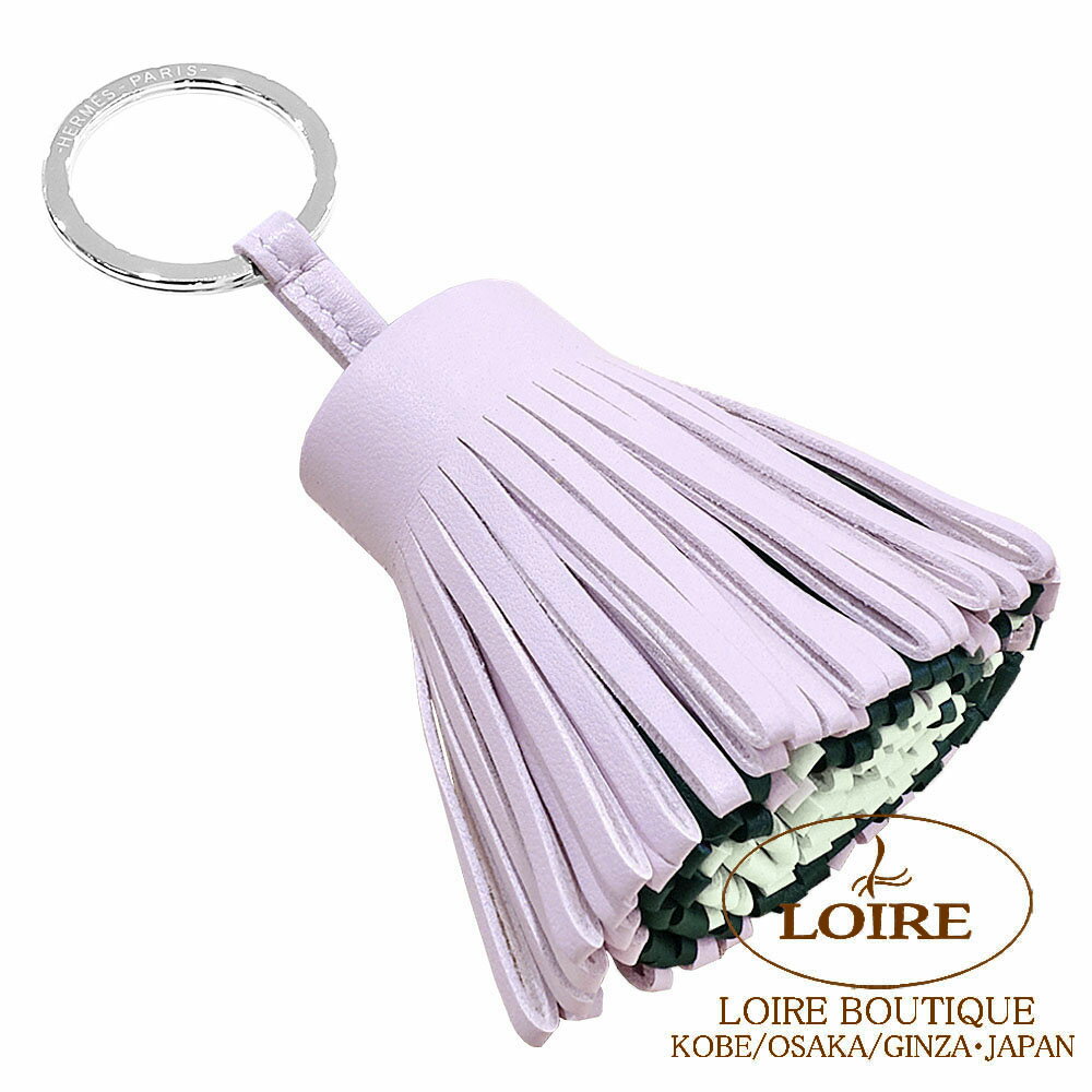 エルメス カルメン キーリング モーヴペール×ヴェールシプレ×ヴェールフィズ ラムスキン シルバー金具 HERMES Carmen Keyring MAUVE PALE(09)/VERT CYPRES(6O)/VERT FIZZ(OS) Lambskin Silver