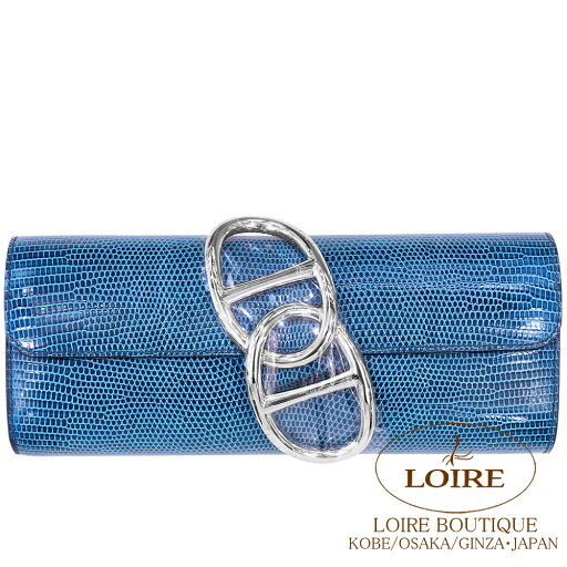 エルメス エジェ ブルーペトロール リザード シルバー金具 HERMES Ege BLEU PETROLE(70) Lizard Silver エルメス エジェ ブルーペトロール リザード シルバー金具 HERMES Ege BLEU PETROLE(70) Lizard Silver