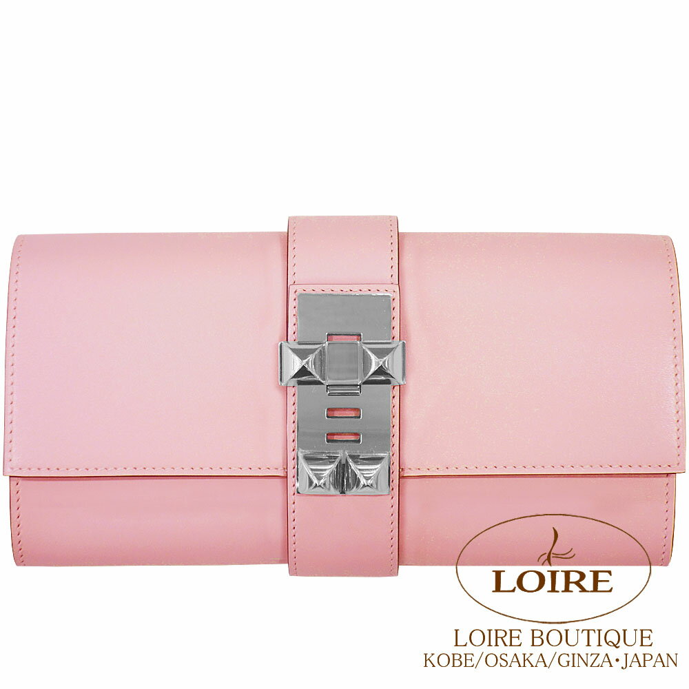 GX |VFbgh[ [YTN H[E^fNg Vo[ HERMES Pochette Medor ROSE SAKURA(3Q)Tadelakt Silver