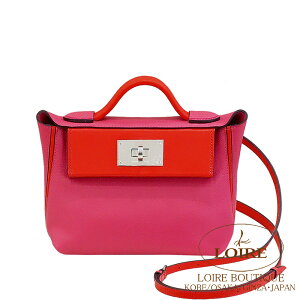 エルメス 24/24 21 ローズメキシコ×ルージュドクール トリヨンモーリス×スイフト シルバー金具 HERMES 24/24 21 ROSE MEXICO(0D)/ROUGE DE COEUR(S3) Taurillon Maurice/Swift Silver